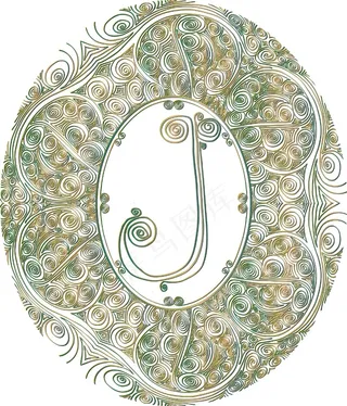 手绘字体的字母J矢量插画