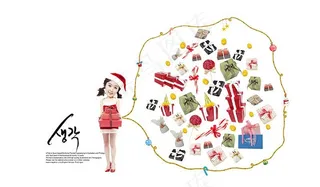 手抱礼物的小女人psd分层素材