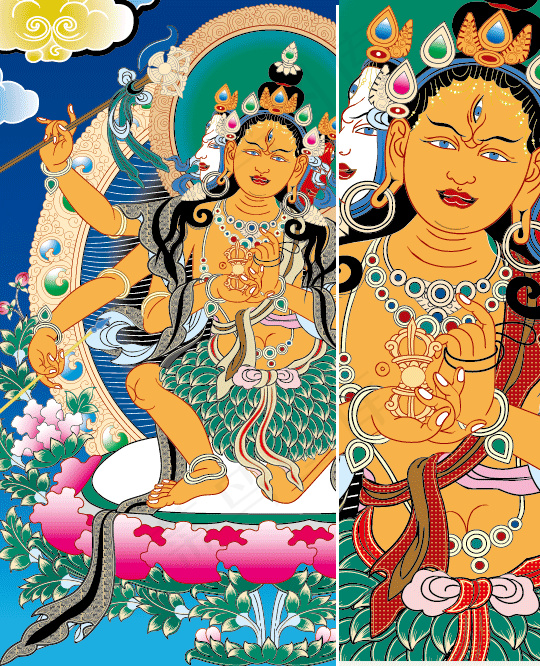 唐卡叶衣母矢量图