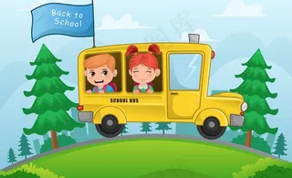 卡通儿童 校车 汽车图片