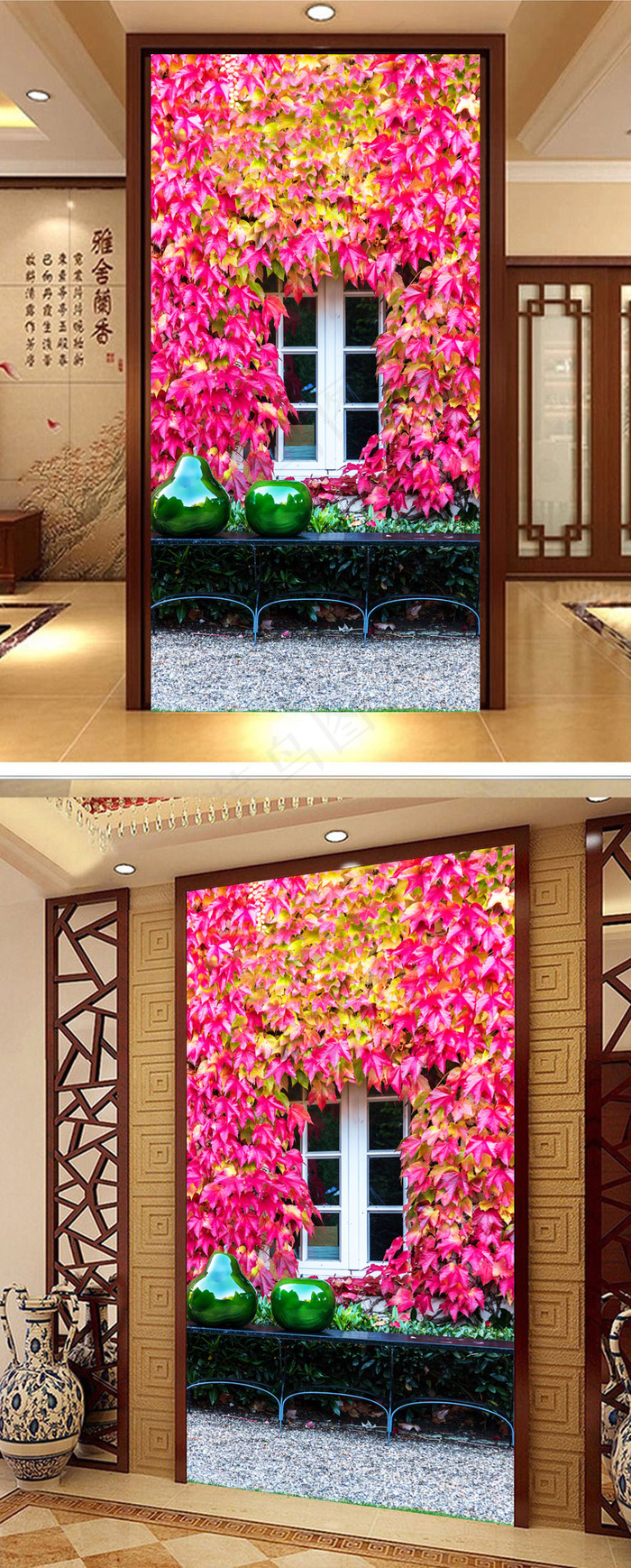 浪漫3d立体植物藤蔓玄关设计(3402X6803(DPI:72))psd模版下载