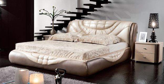 软床背景 休闲真皮软床