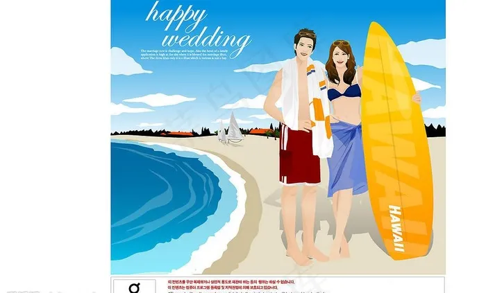 海滩休闲度假的情侣图片