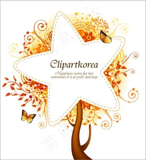 创意树形花纹环绕边框矢量模板