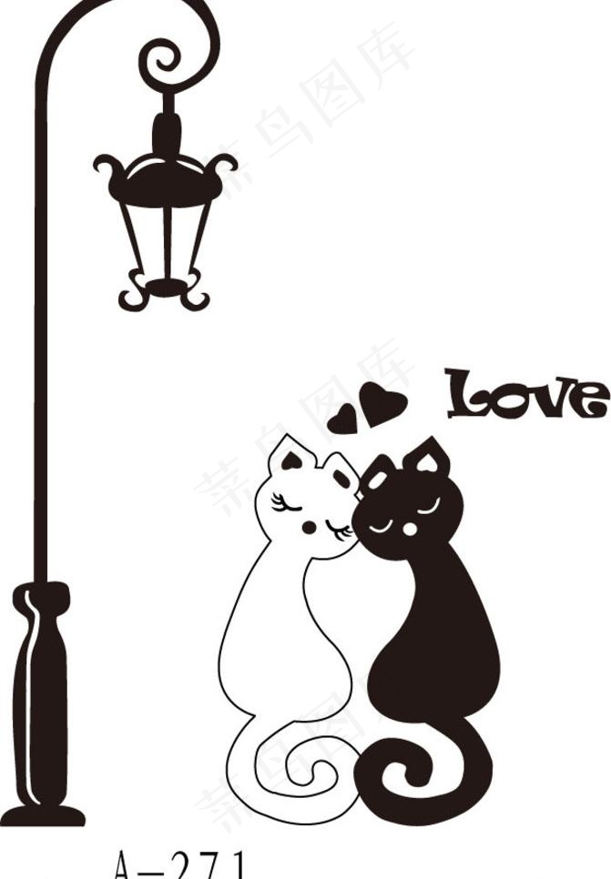 路灯 猫猫ai矢量模版下载