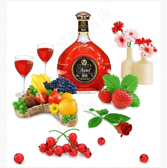 果篮 红酒图片