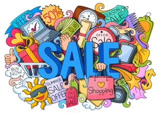 夏日促销涂鸦插画矢量素材