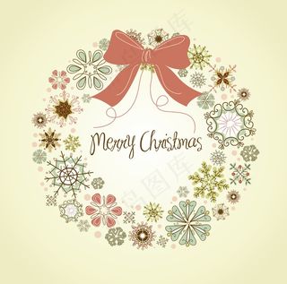 旧货圣诞花圈从雪花