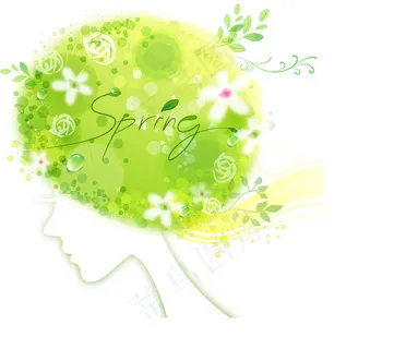 美丽的花的女人头像矢量素材