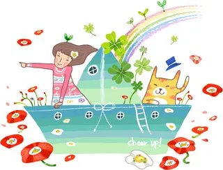 游船上的女孩和猫