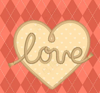 复古菱形格与爱心背景矢量素材图片