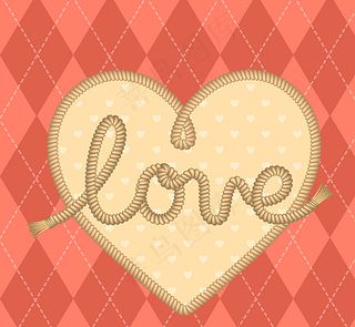 复古菱形格与爱心背景矢量素材图片
