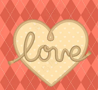 复古菱形格与爱心背景矢量素材图片