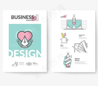 卡通时尚简约图标单页设计矢量