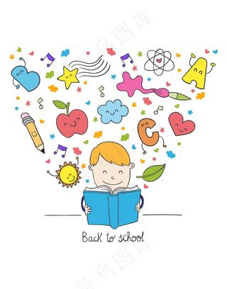 卡通图案乐符苹果英文字