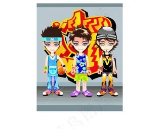 炫酷的男孩形象设计矢量图