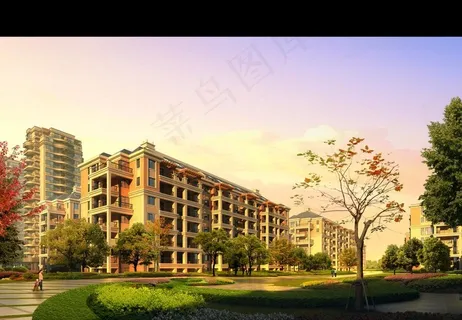 小区园林绿化效果图图片