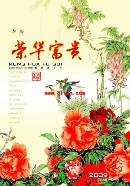荣华富贵牡丹花传统文化PSD素材psd模版下载