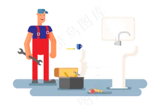 卡通手绘装修工人矢量图卡通手绘装修工人矢量图