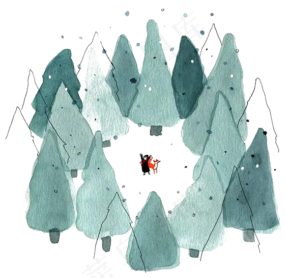 水彩森林PNG素材(1200X4929(DPI:299))psd模版下载