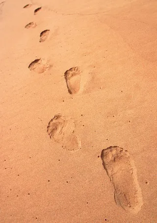 海滩的脚印图片