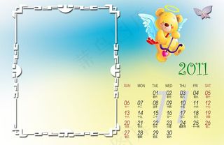 2011卡通兔儿童台历模版_11月
