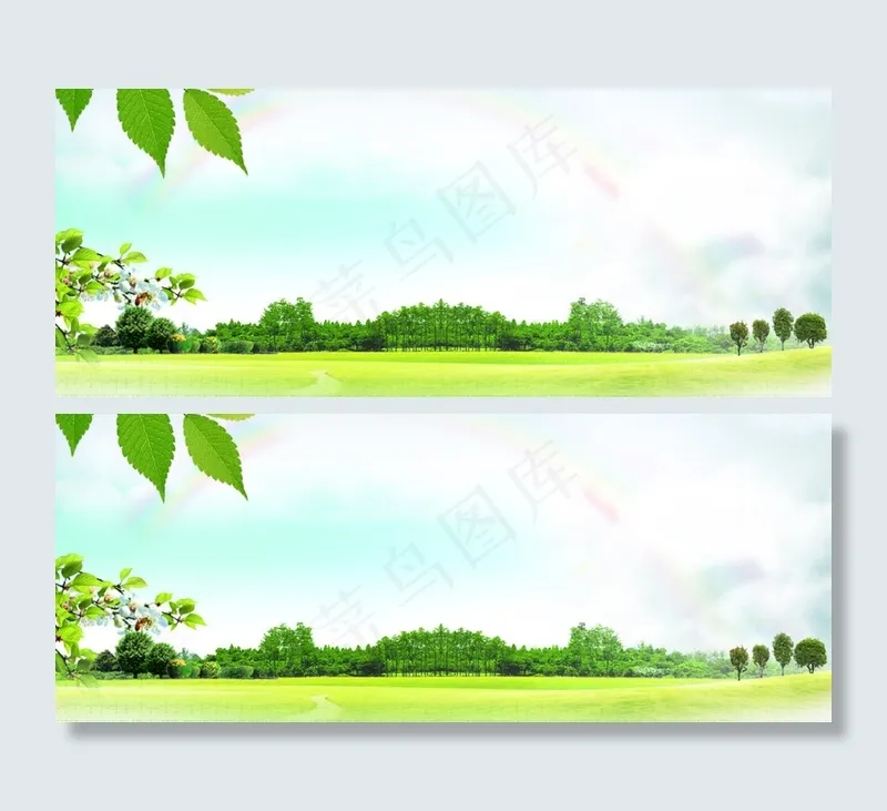 春天清新树叶蝴蝶背景