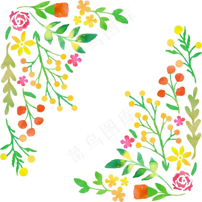 手绘植物花卉花环图案素材