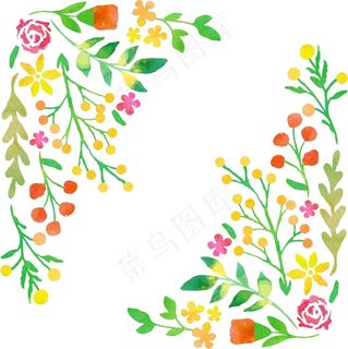 手绘植物花卉花环图案素材
