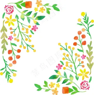 手绘植物花卉花环图案素材