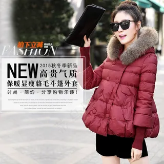 羽绒服保暖皮草斗篷外套女装直通车海报