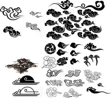 古典祥云花纹矢量图