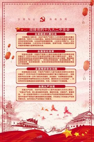高端十九大二中全会挂画内容设计素材