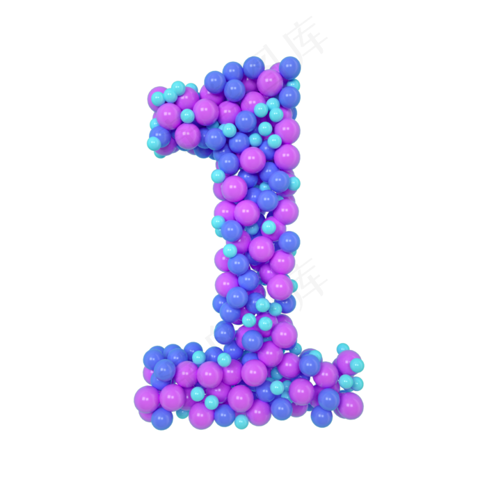 C4D气球立体数字1,免抠元素