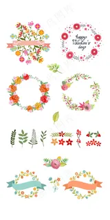 清新文艺手绘花卉花边淘宝素材