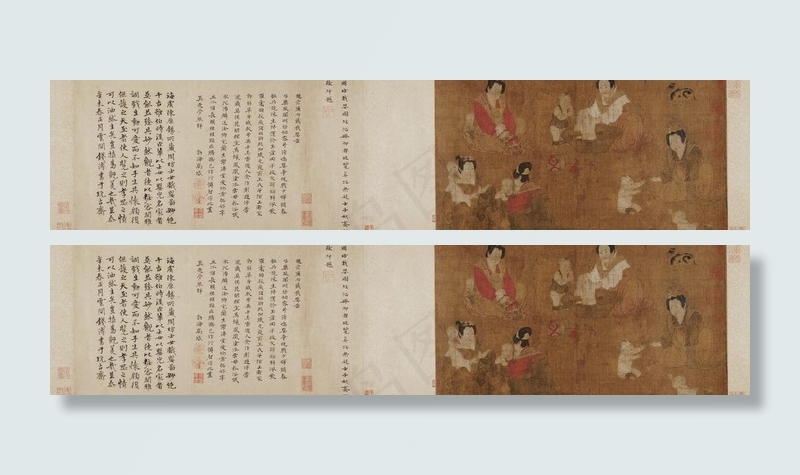 女戏孩图卷 古画图片