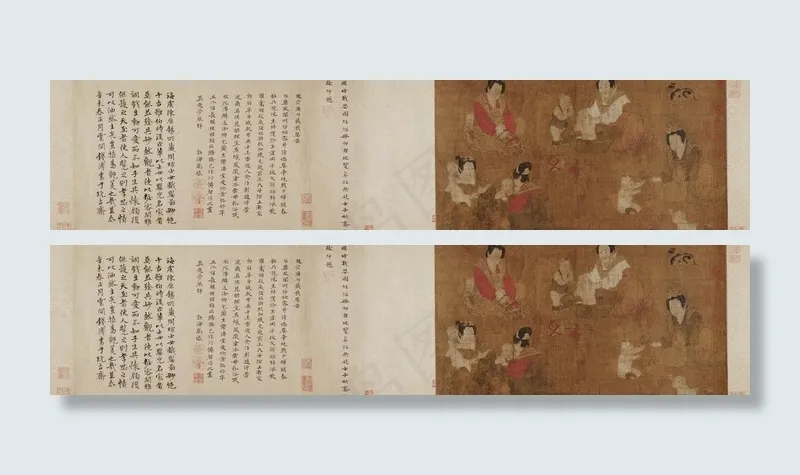 女戏孩图卷 古画图片