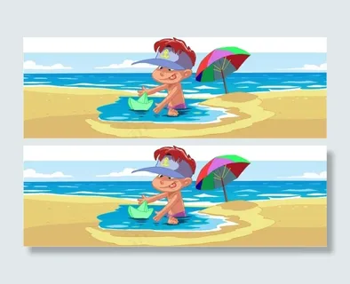 可爱海滩儿童矢量插画