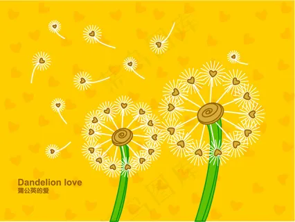 飞舞蒲公英矢量素材背景