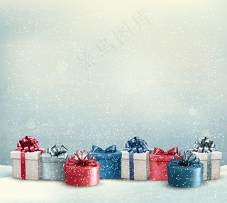 精美雪地礼盒矢量素材.