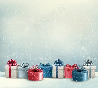 精美雪地礼盒矢量素材.