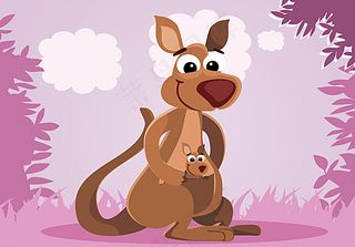 卡通袋鼠母子设计图片