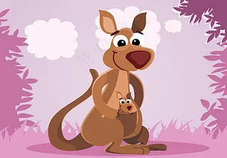 卡通袋鼠母子设计图片