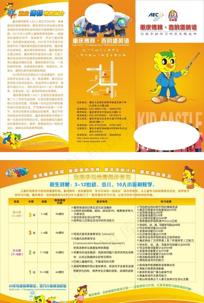 英语培训三折页cdr矢量模版下载