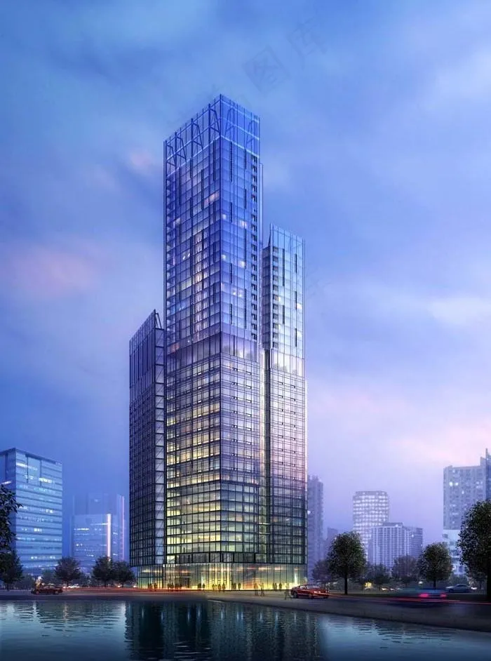 公共办公楼建筑设计效果图后期图片(2800X4000(DPI:72))psd模版下载