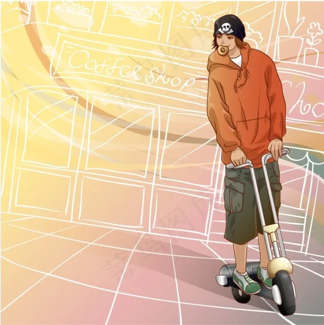单车男生ai矢量模版下载