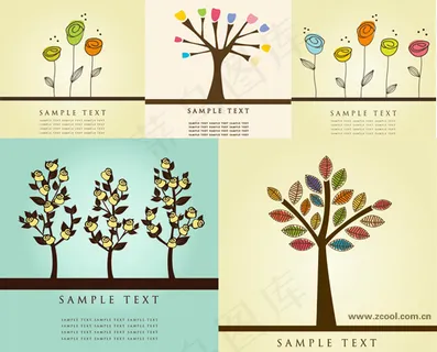 可爱的花树矢量素材