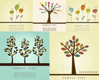 可爱的花树矢量素材