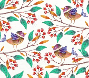 花和鸟卡通矢量背景花纹