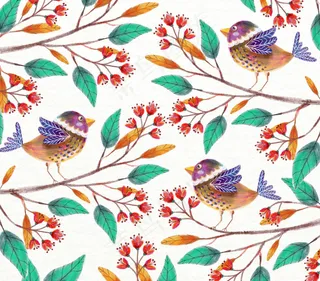 花和鸟卡通矢量背景花纹